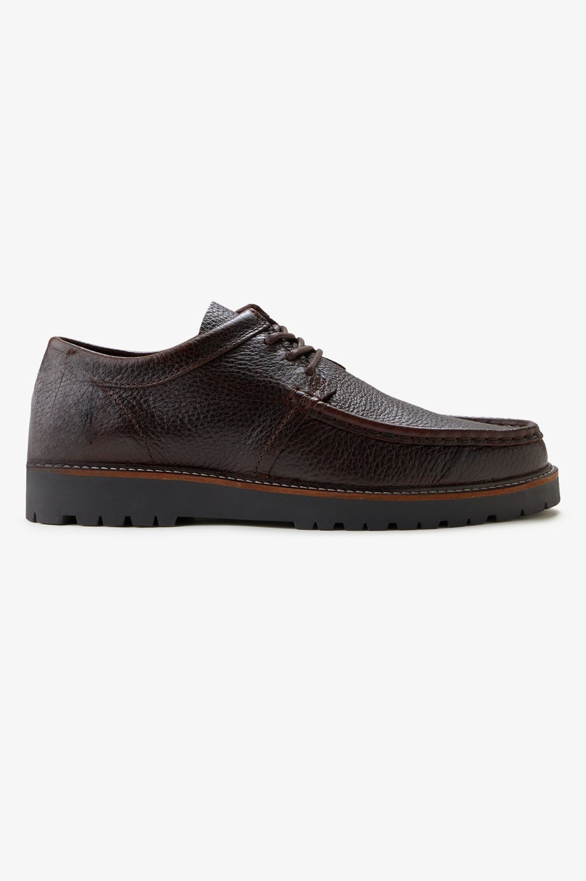 Tumbled Leather Derby Shoe - Rich Brown