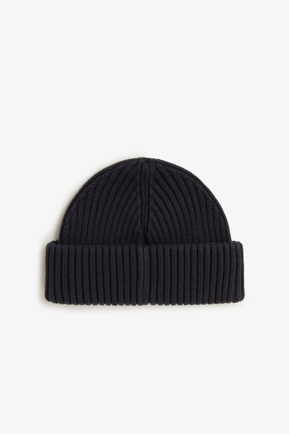 Patch Rib Knit Beanie - Black