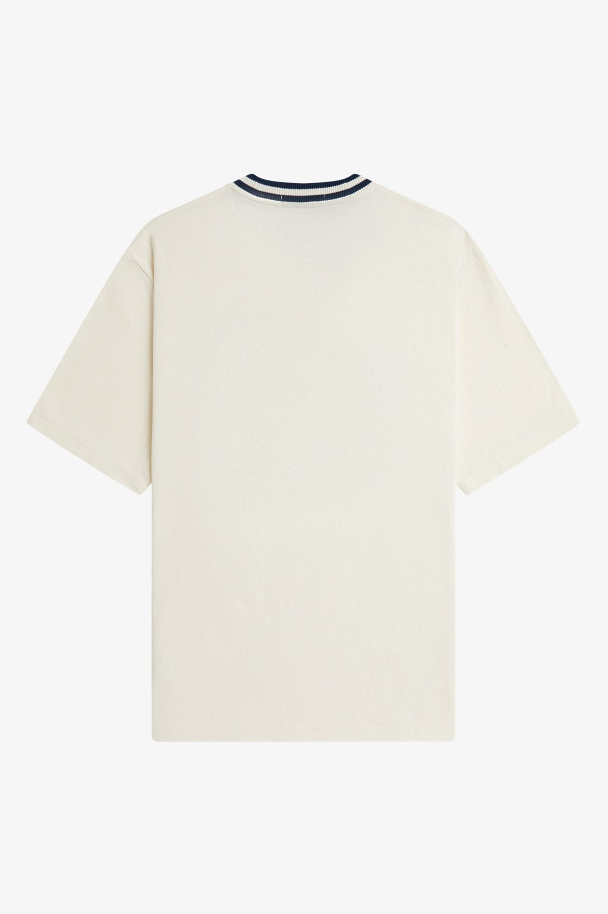 Contrast Neck Cotton Tee - Ecru