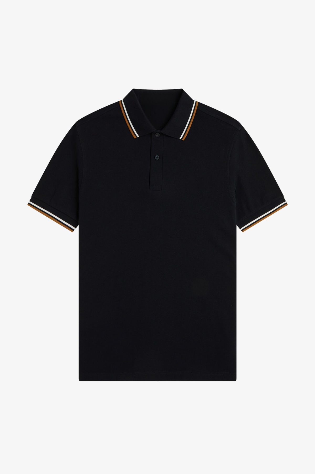 Contrast Collar Polo Shirt A100 - Black / Ecru / Dark Caramel