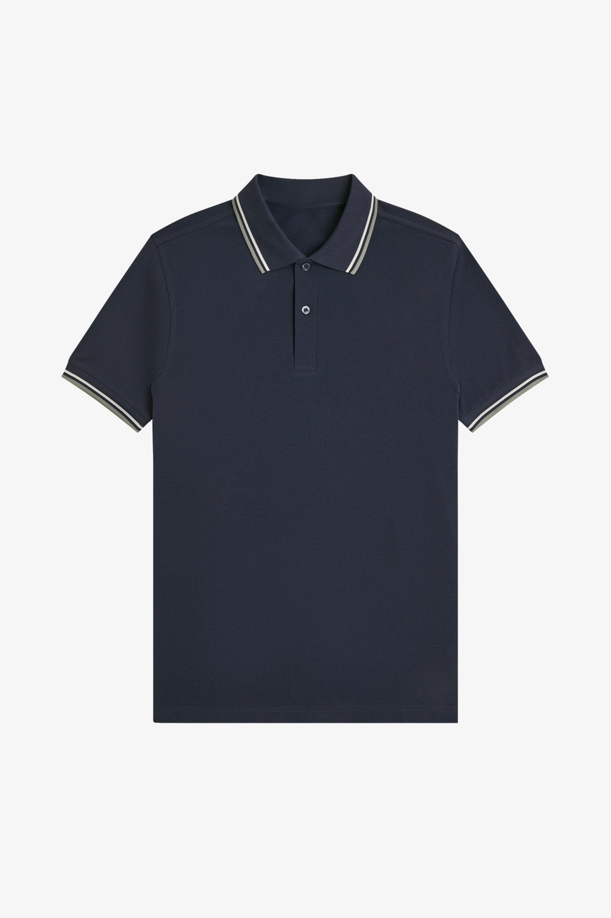 Contrast Collar Polo Shirt A100 - Dark Airforce / Ecru / Seagrass