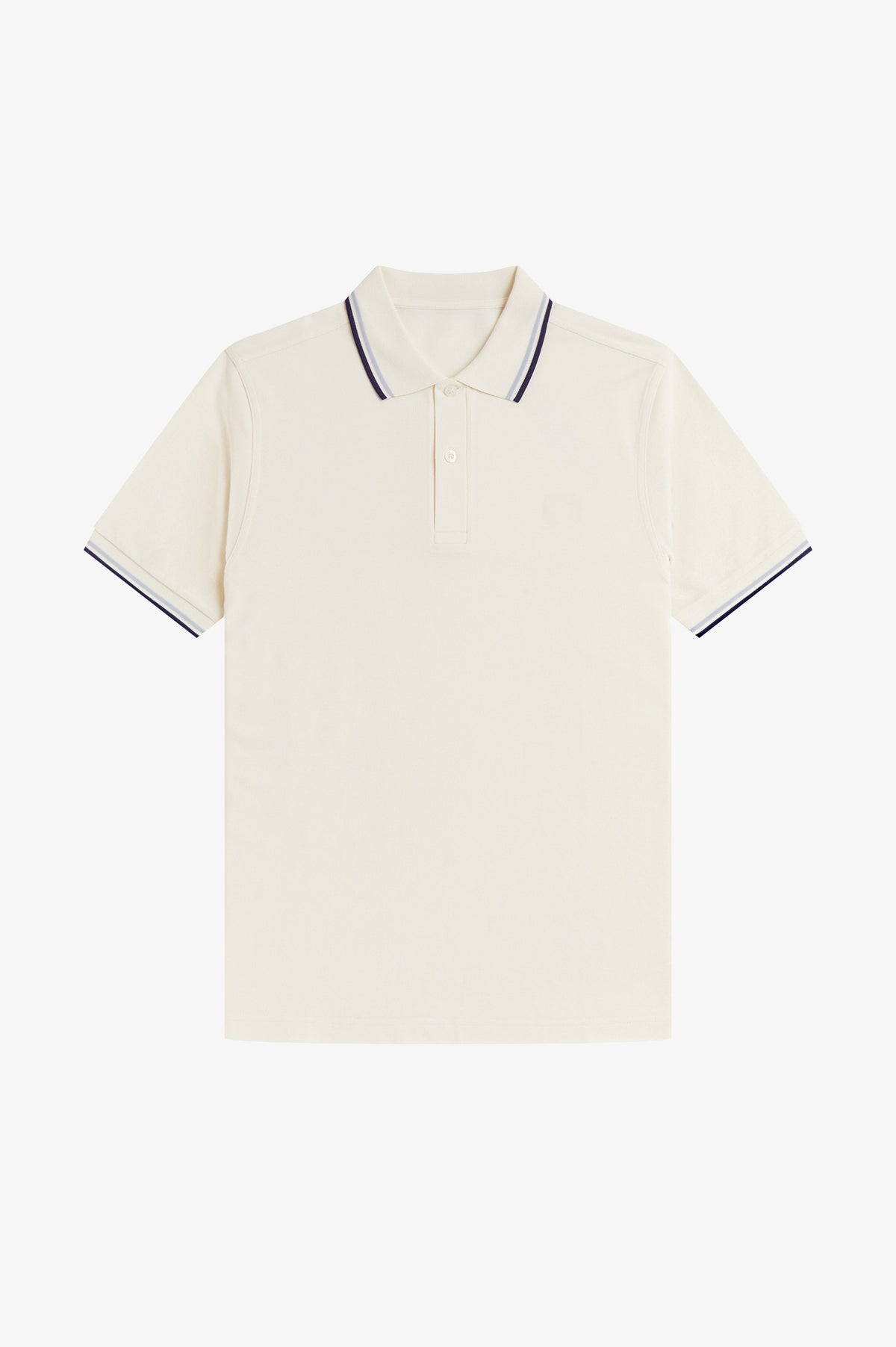 Contrast Collar Polo Shirt A100 - Ecru / Dusky Blue / French Navy