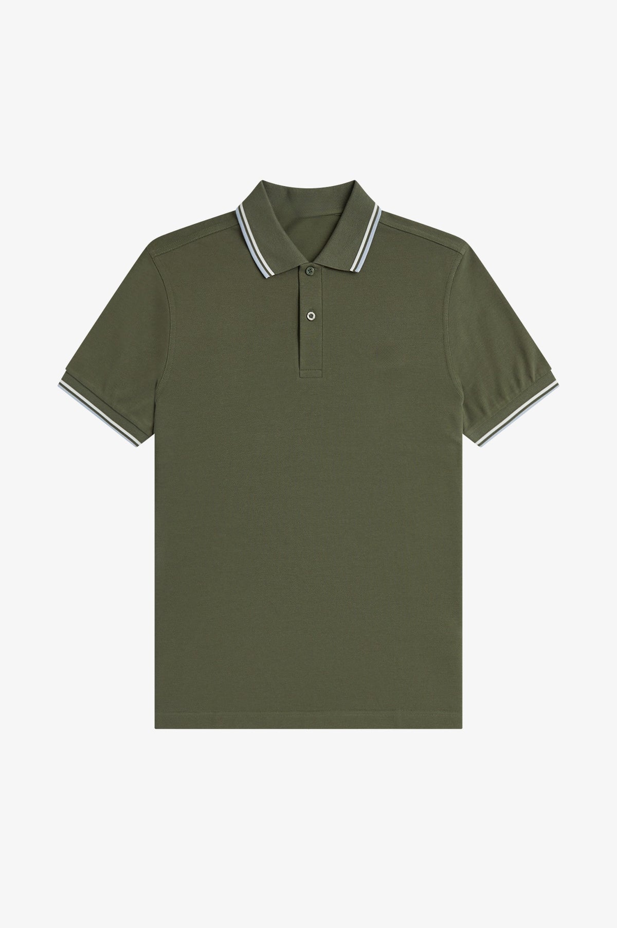Contrast Collar Polo Shirt A100 - Forest Green / Ecru / Dusky Blue
