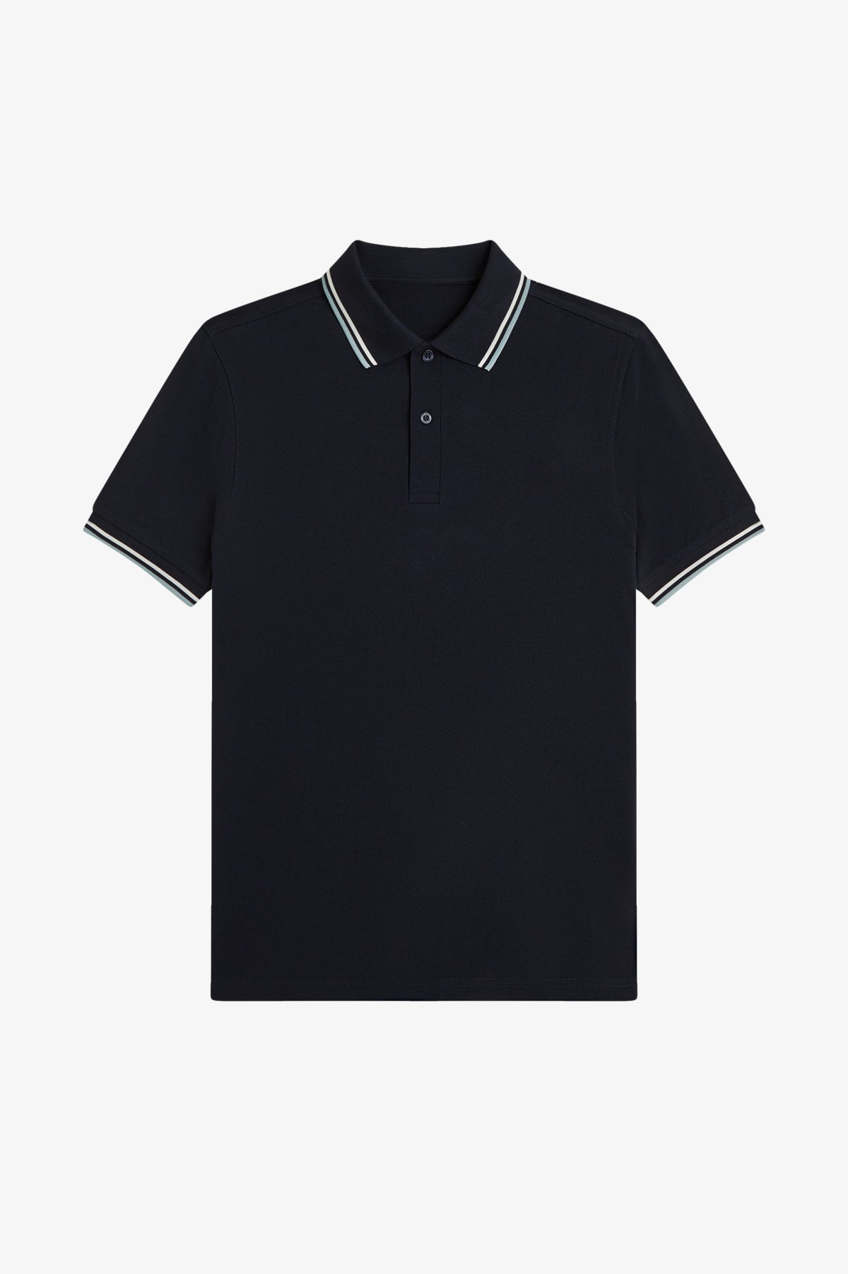 Contrast Collar Polo Shirt A100 - Navy / Ecru / Silver Blue