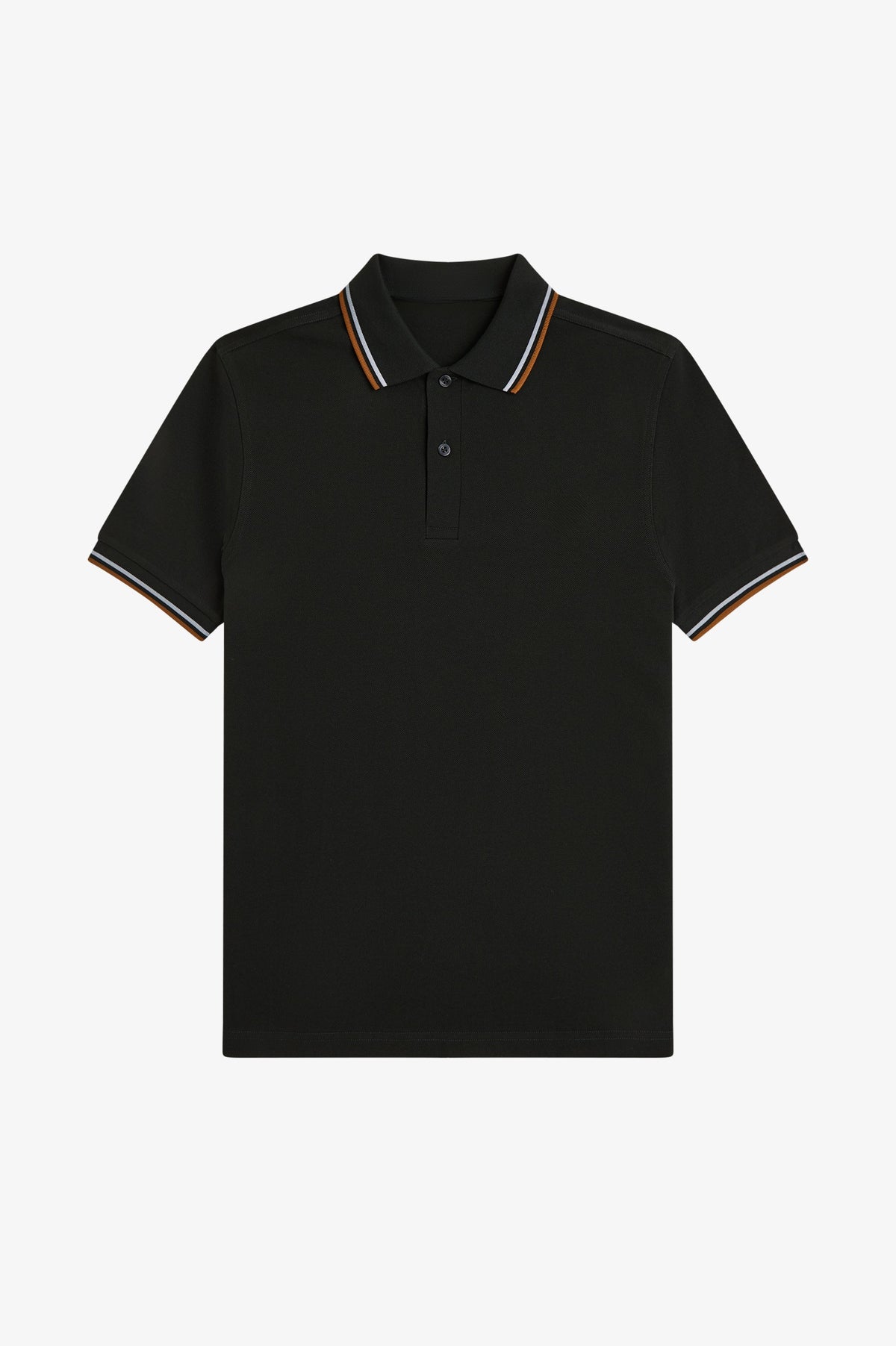 Contrast Collar Polo Shirt A100 - Night Green / Dusky Blue / Dark Caramel
