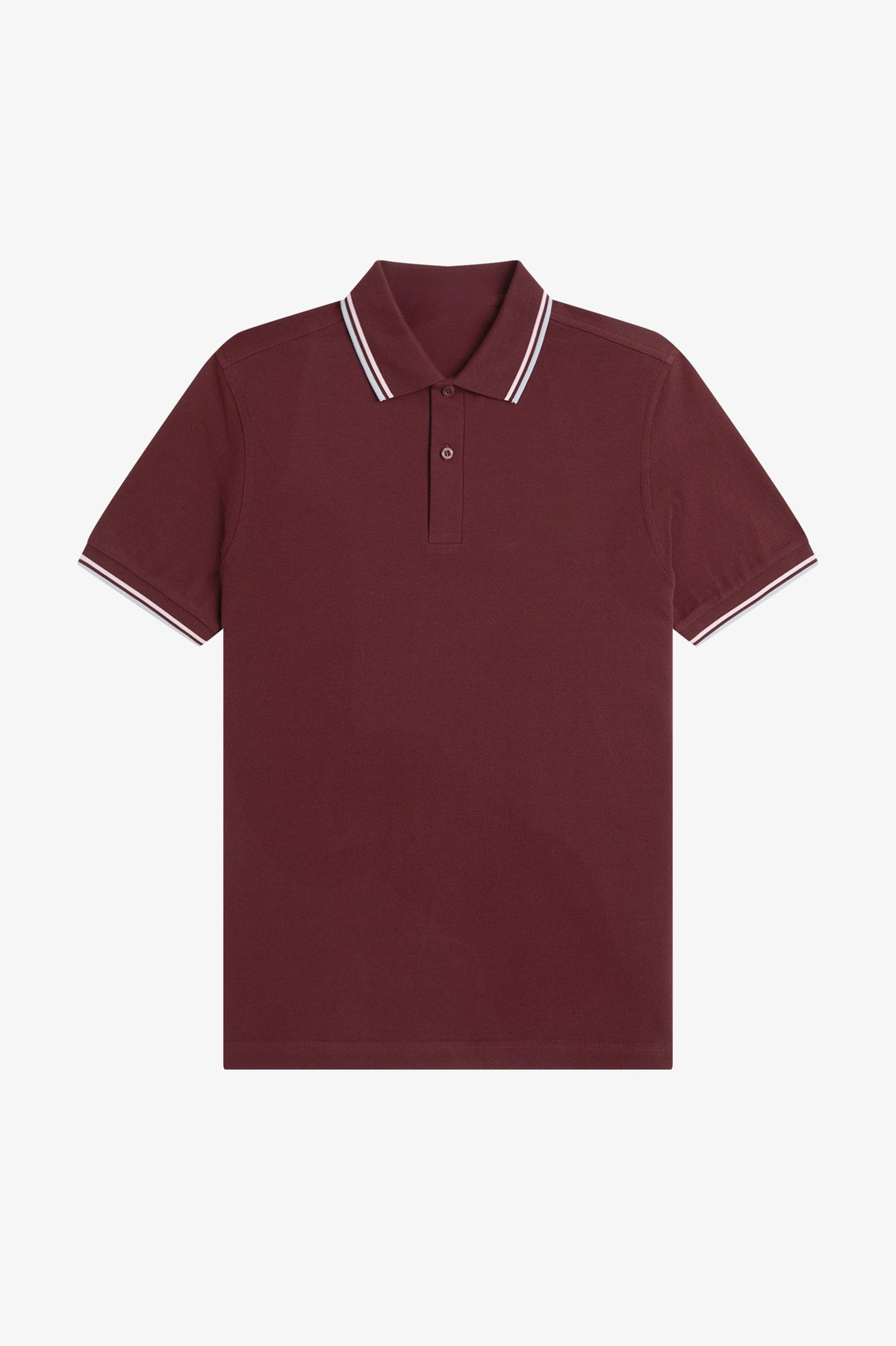 Contrast Collar Polo Shirt A100 - Oxblood / Iced Pink / Dusky Blue