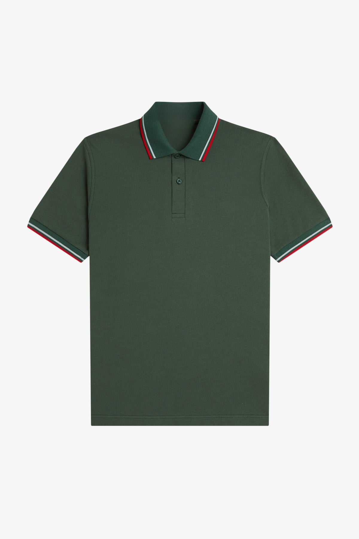 Heritage Contrast Collar Polo Shirt B100 - Tartan Green / Ice / Red