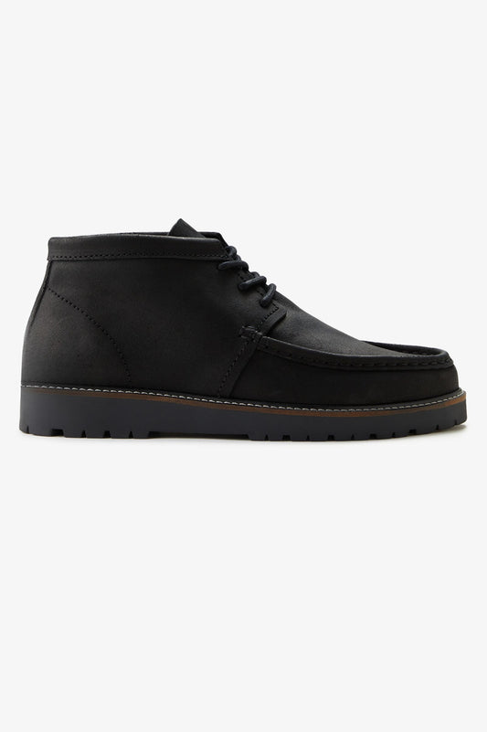 Waxed Suede Derby Boot - Black
