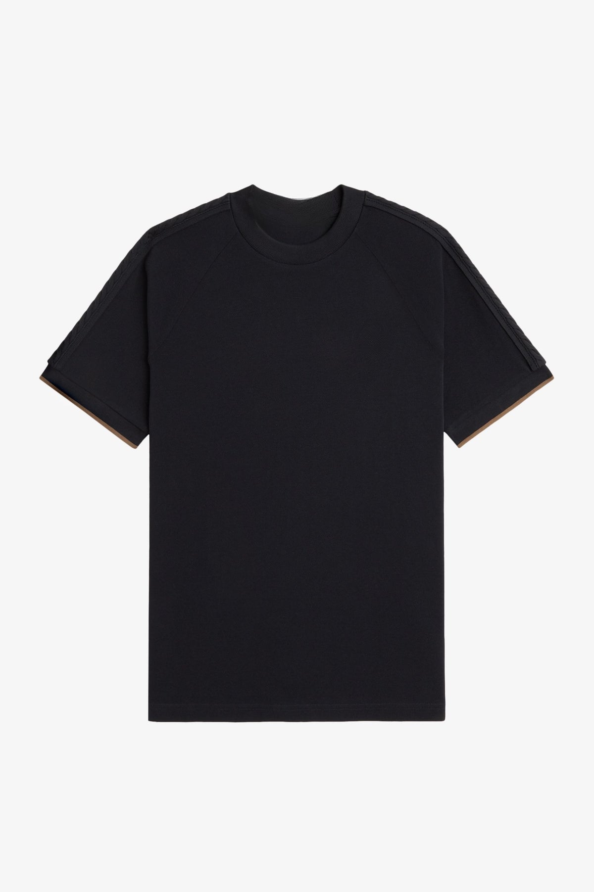 Cable Trim Textured Tee - Black