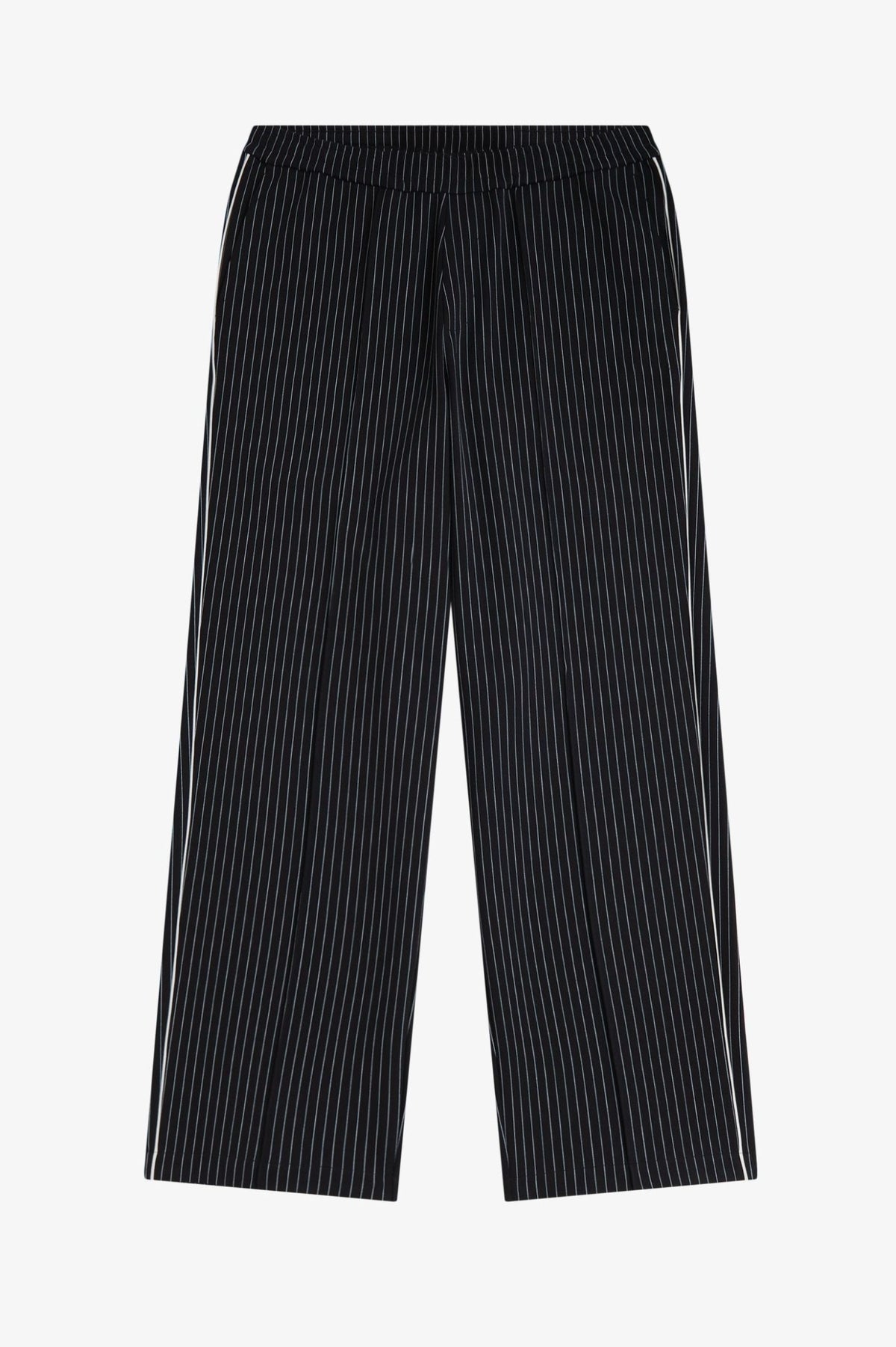 Wide Leg Pinstripe Pant - Black