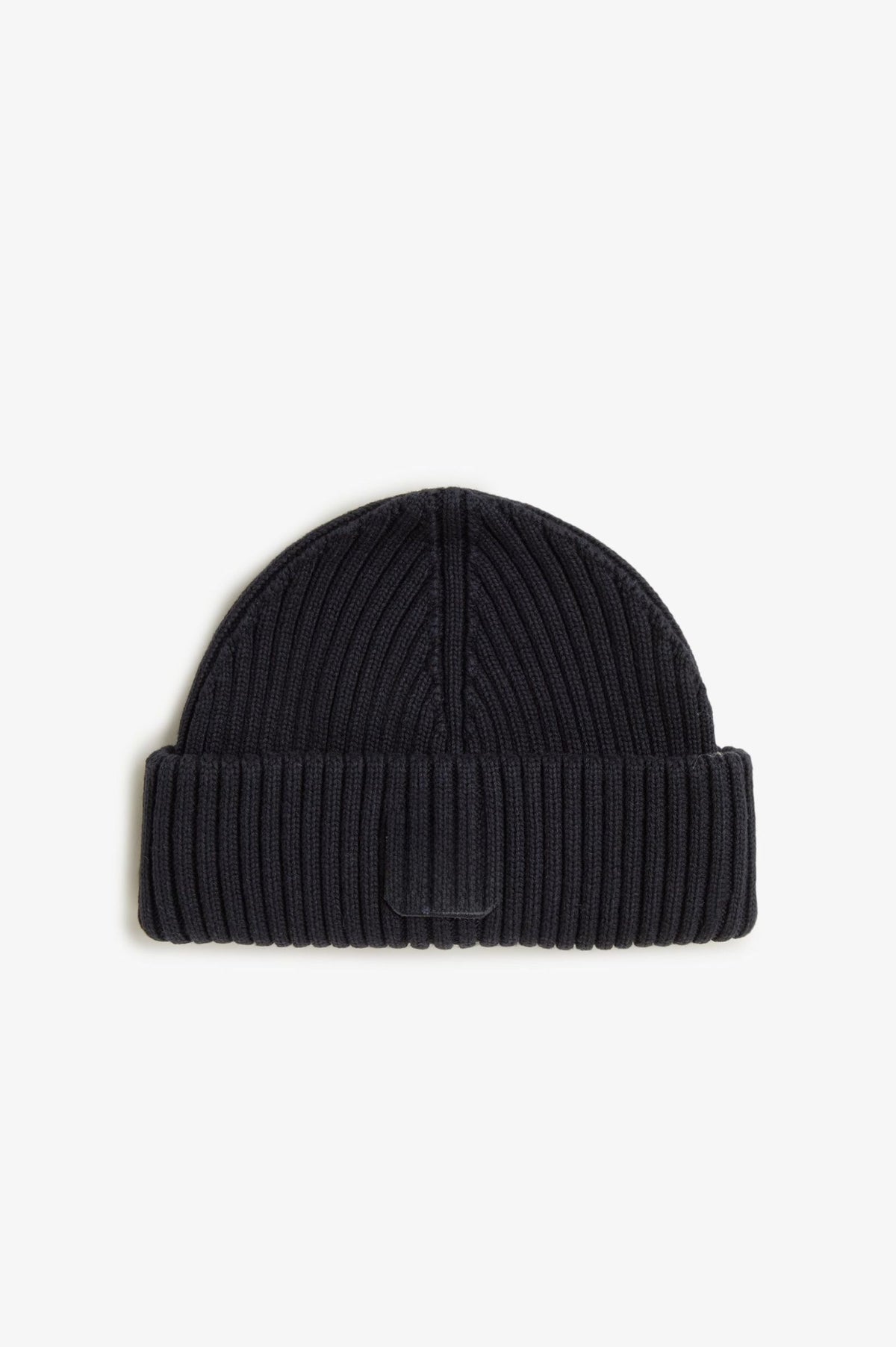 Patch Rib Knit Beanie - Black