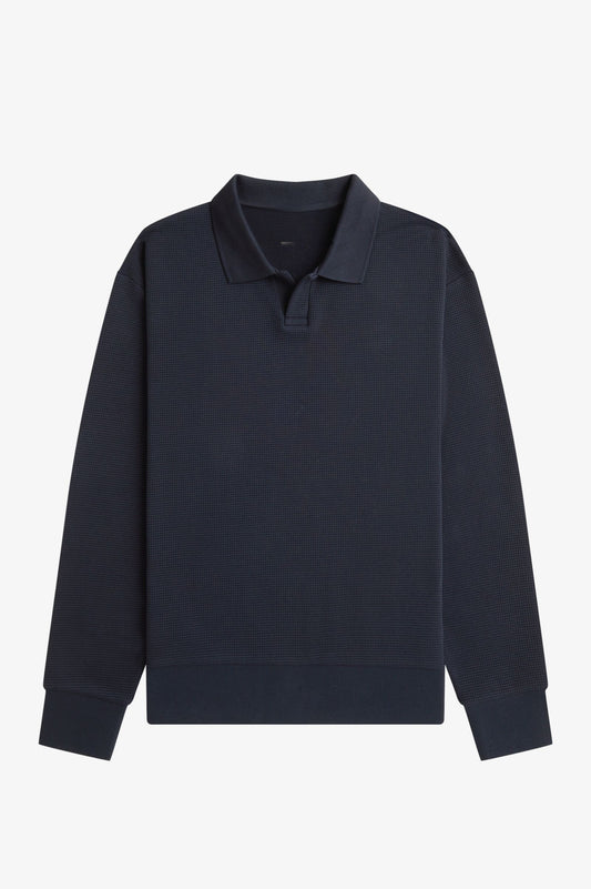 Waffle Knit Sweatshirt - Navy