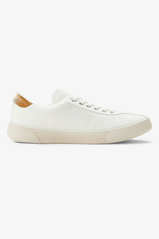 Canvas Court Sneaker - Ecru / Dark Caramel