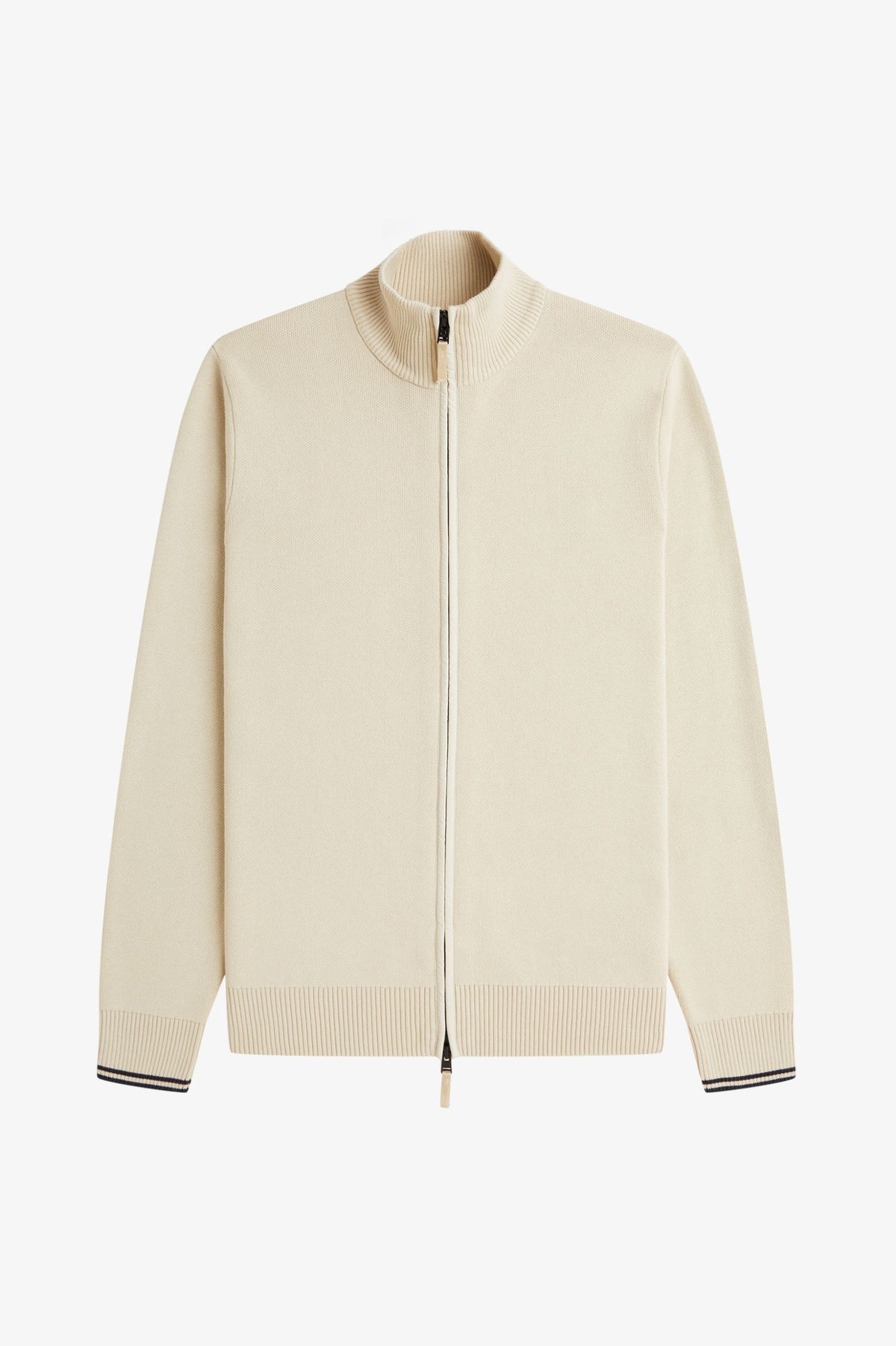 Zip-Through Panel Cardigan - Oatmeal