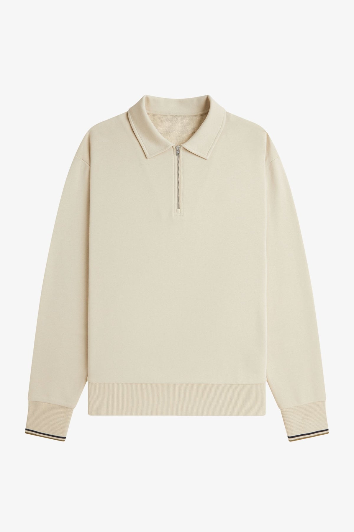 Terry Collar Zip Sweatshirt - Oatmeal