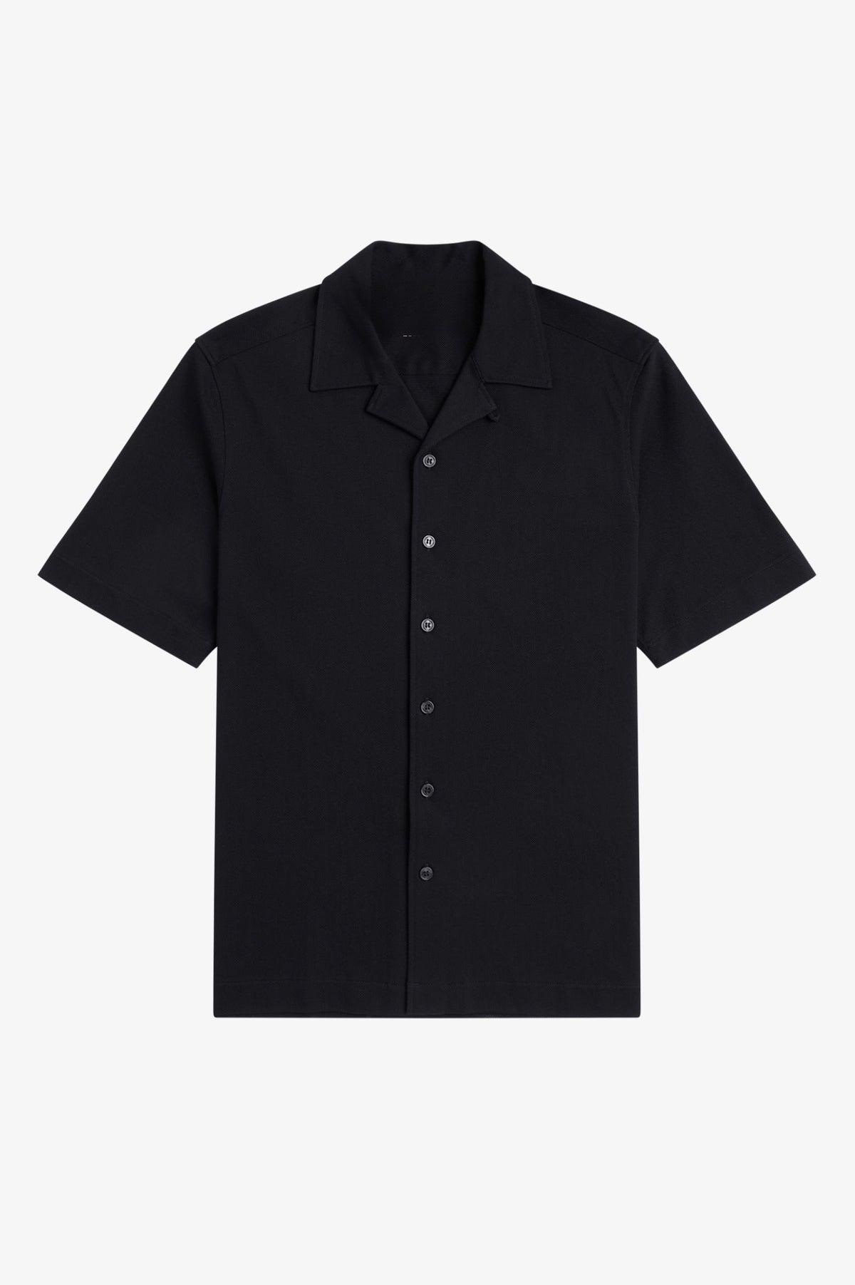 Mesh Camp Collar Shirt - Black
