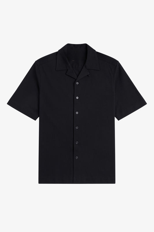 Mesh Camp Collar Shirt - Black