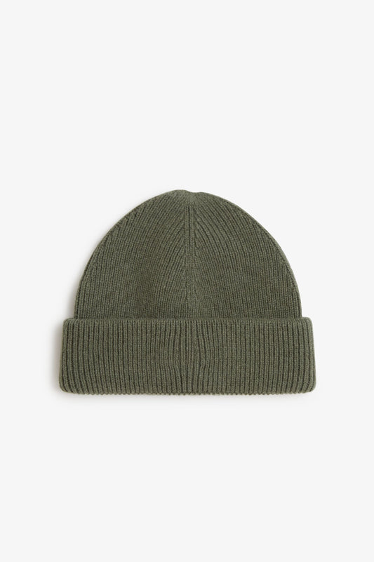 Ribbed Wool Beanie - Forest Green