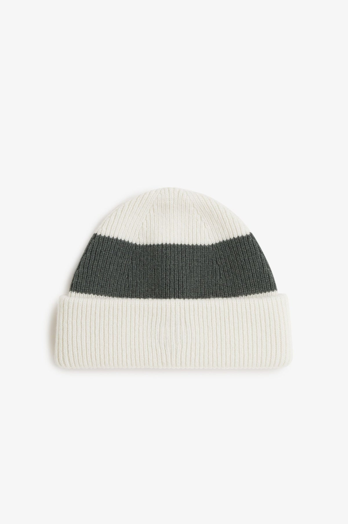 Wide Stripe Knit Beanie - Ecru
