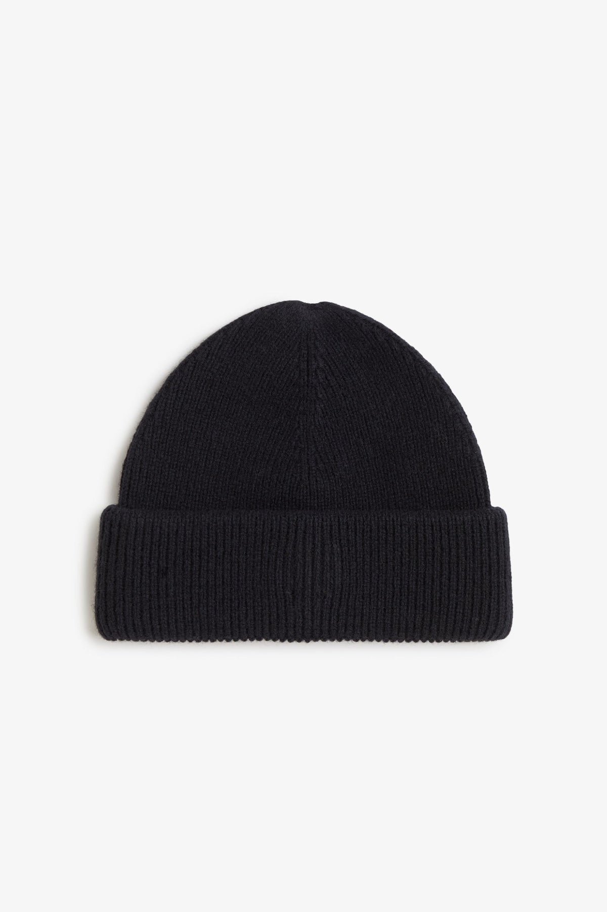 Ribbed Wool Beanie - Black