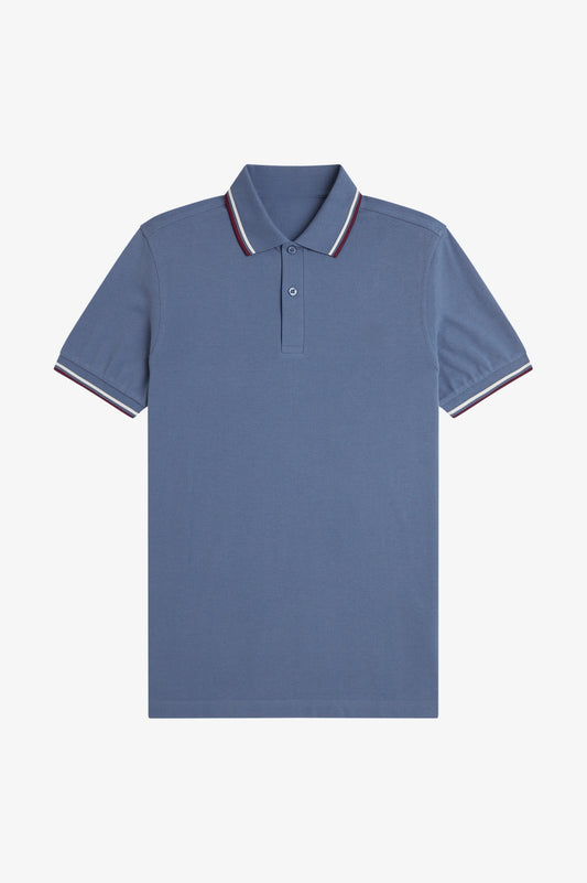 Contrast Collar Polo Shirt A100 - Ace Blue / Slate / Plum