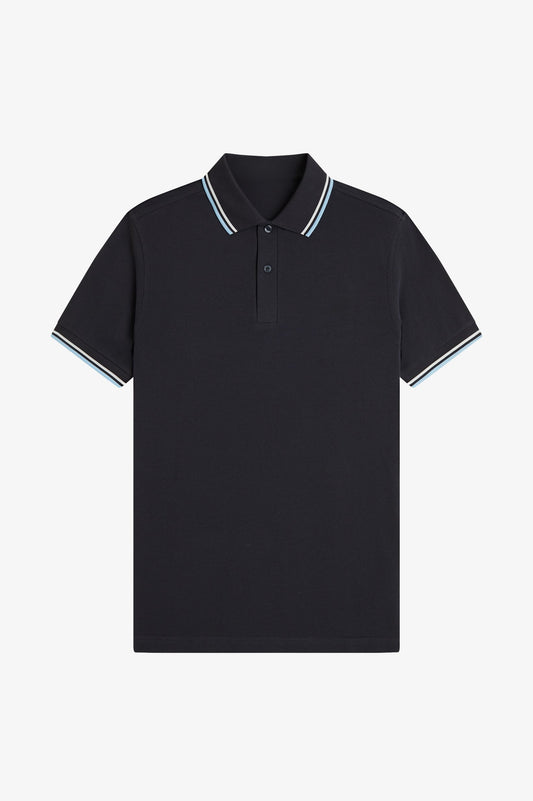 Contrast Collar Polo Shirt A100 - Anchor Grey / Ecru / Ball Boy Blue
