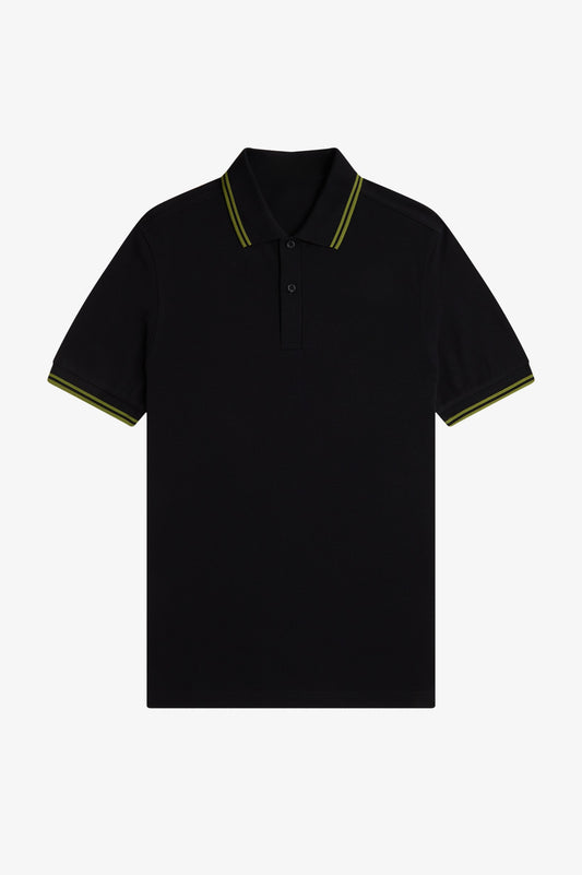 Contrast Collar Polo Shirt A100 - Black / Apple / Apple