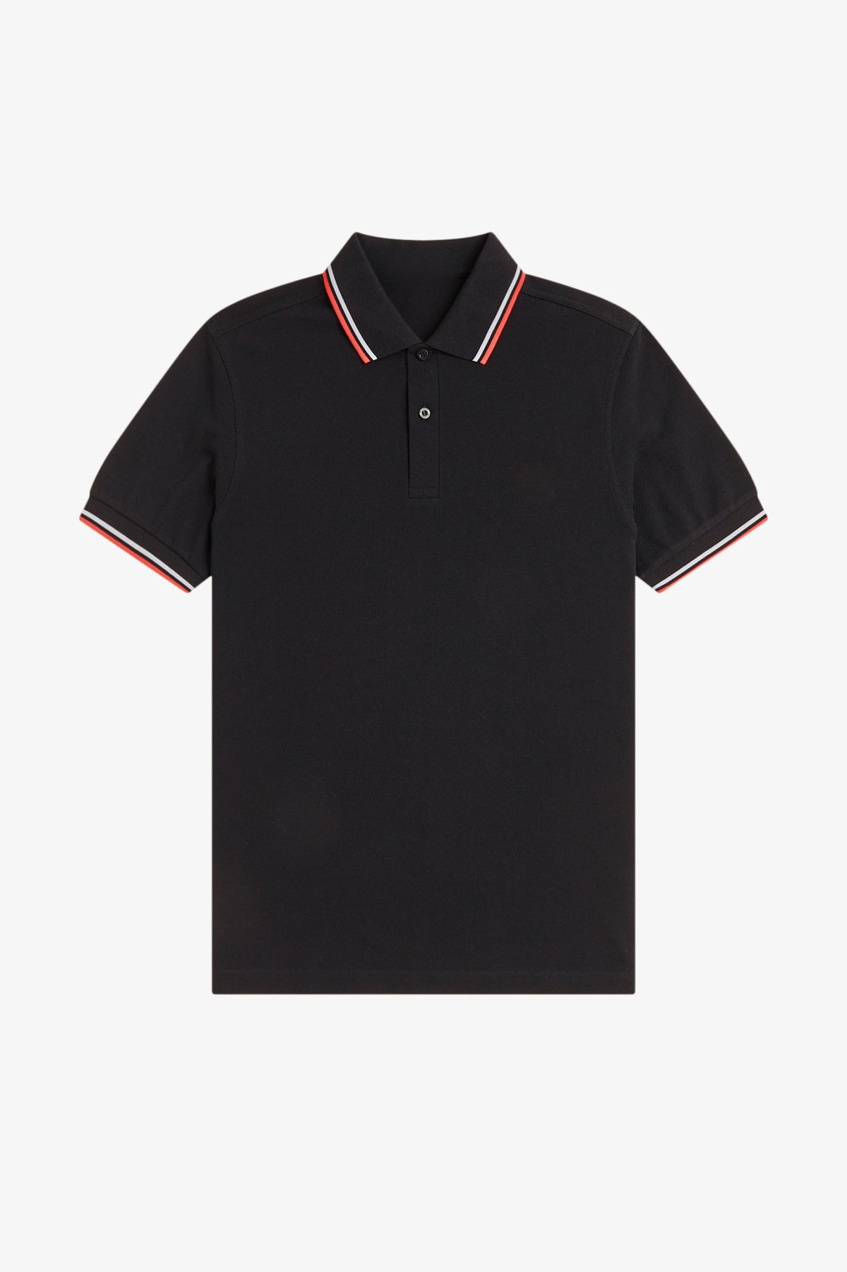 Contrast Collar Polo Shirt A100 - Black / Dusky Blue / Strawberry Cream