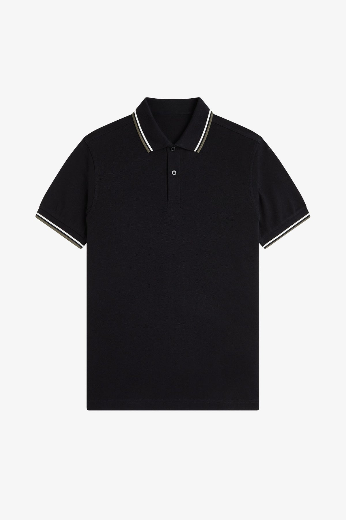 Contrast Collar Polo Shirt A100 - Black / Ecru / Forest Green