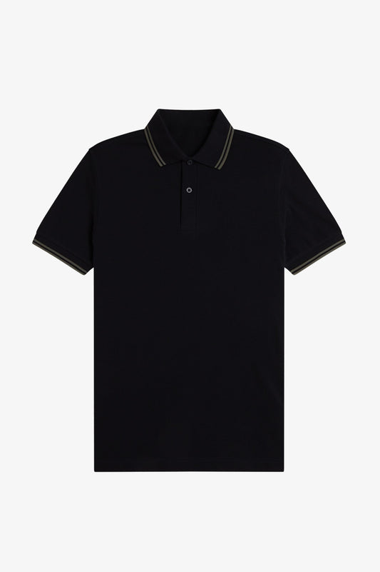 Contrast Collar Polo Shirt A100 - Black / Field Green / Field Green