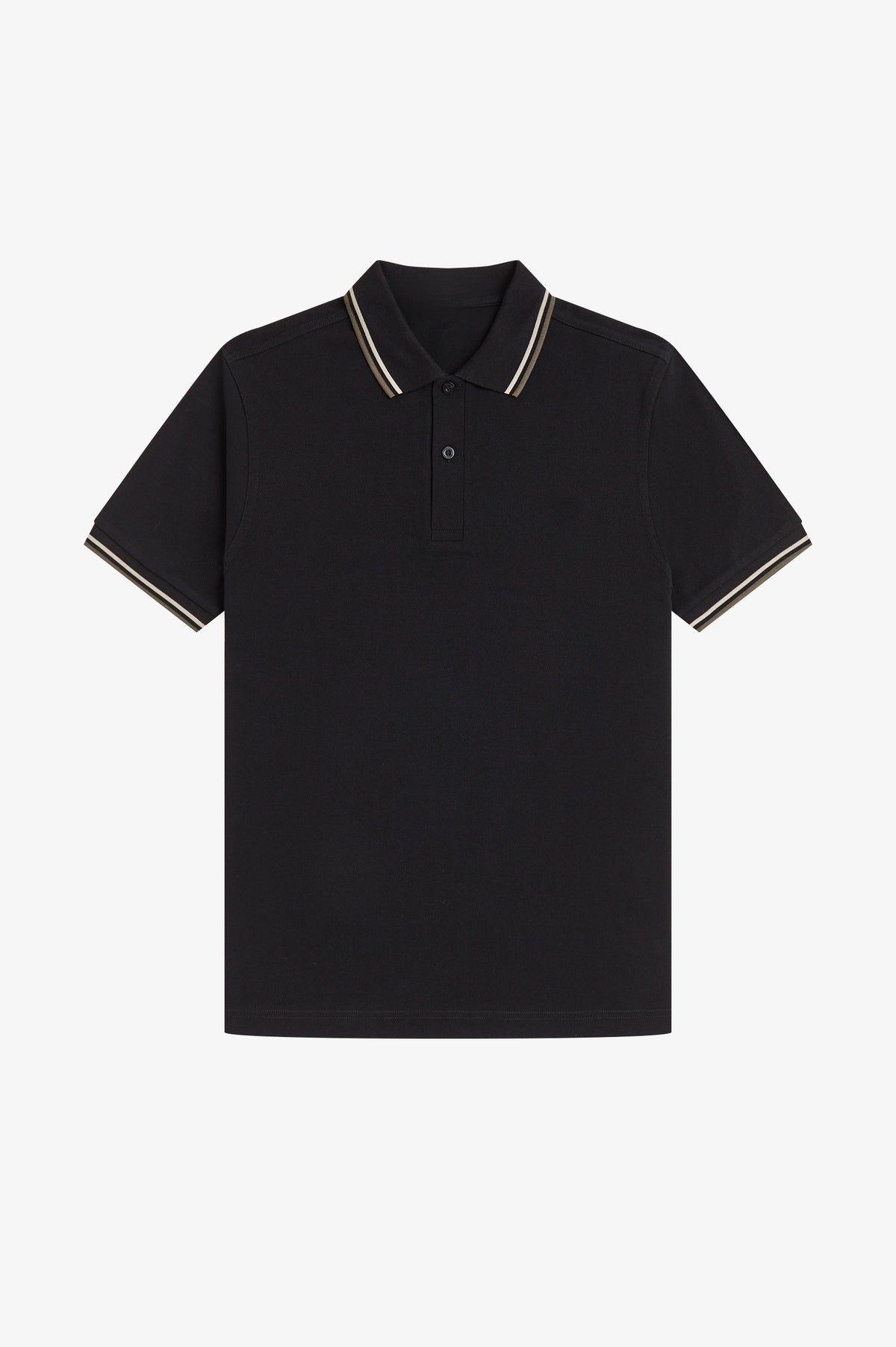 Contrast Collar Polo Shirt A100 - Black / Oatmeal / Forest Green