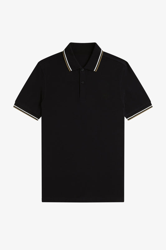 Contrast Collar Polo Shirt A100 - Black / Snow White / Bronze