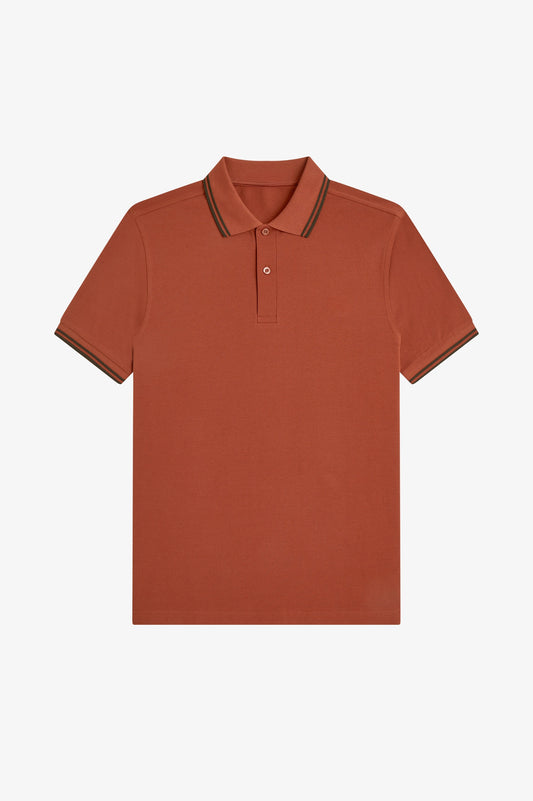 Contrast Collar Polo Shirt A100 - Brandy / Night Green / Night Green