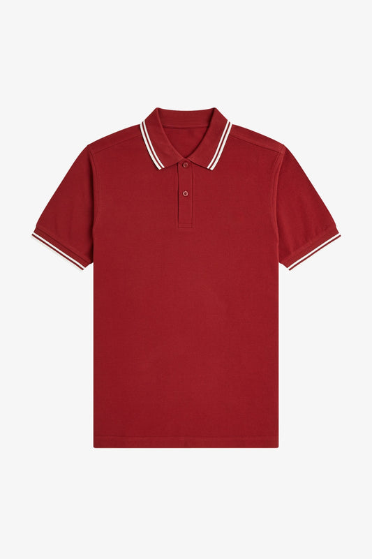 Contrast Collar Polo Shirt A100 - Burnt Red / Snow White / Snow White