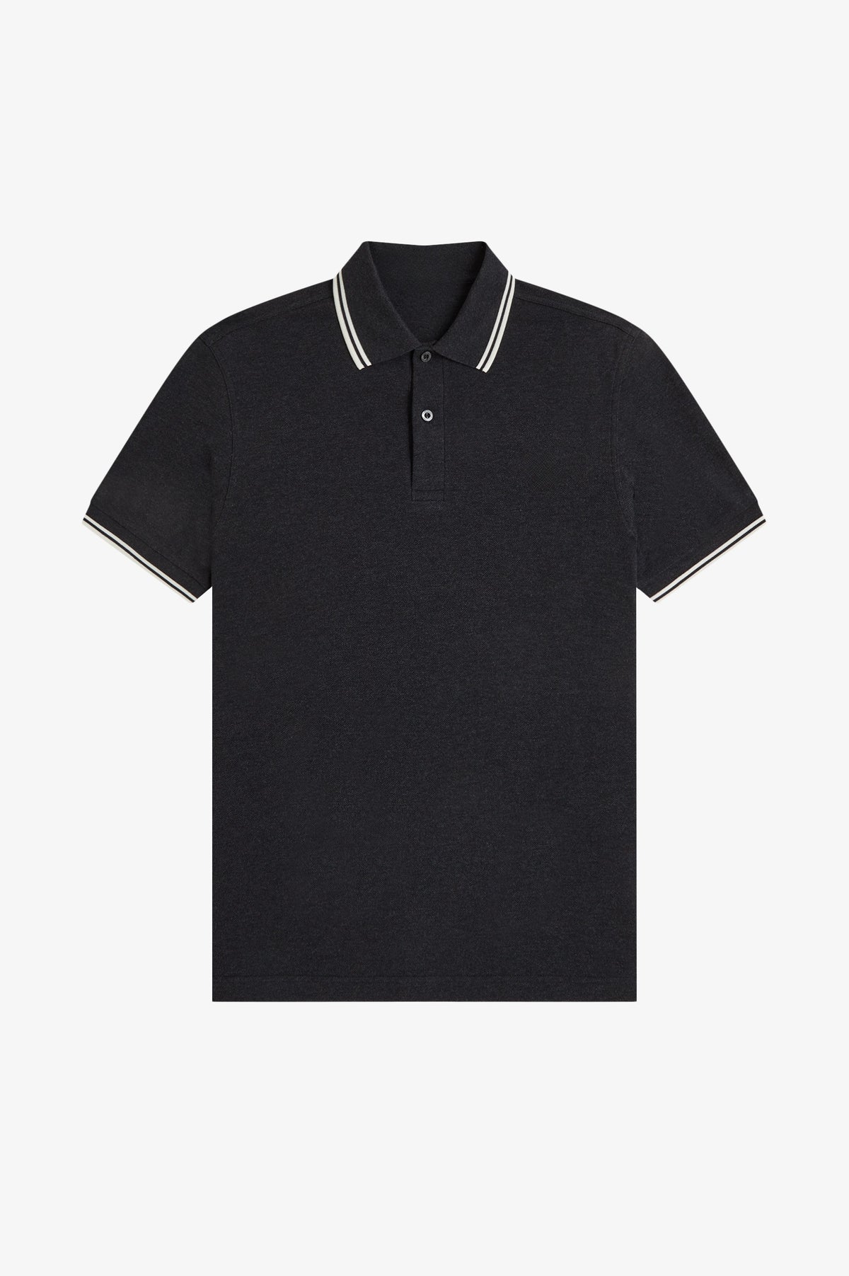 Contrast Collar Polo Shirt A100 - Charcoal Marl / Ecru / Ecru