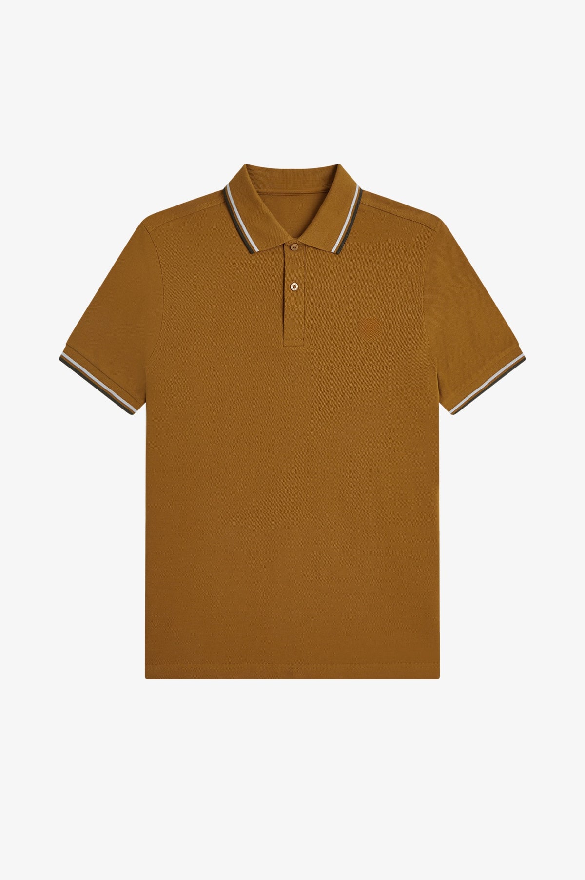 Contrast Collar Polo Shirt A100 - Dark Caramel / Dusky Blue / Night Green