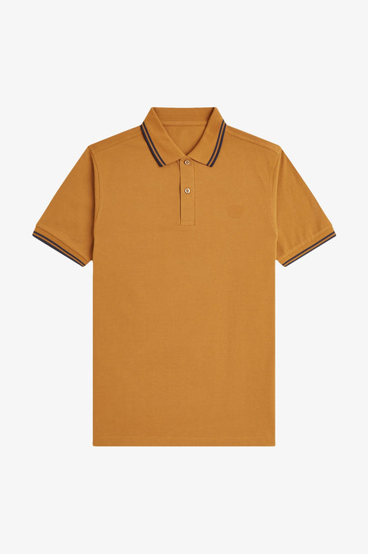 Contrast Collar Polo Shirt A100 - Dark Caramel / Navy / Navy