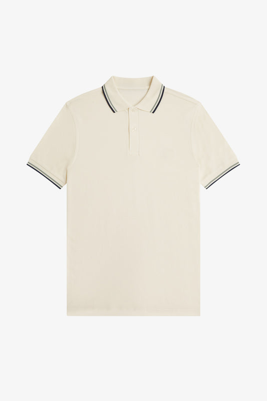 Contrast Collar Polo Shirt A100 - Ecru / Seagrass / Dark Airforce