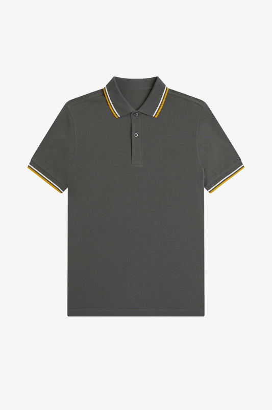 Contrast Collar Polo Shirt A100 - Field Green / Ecru / Golden
