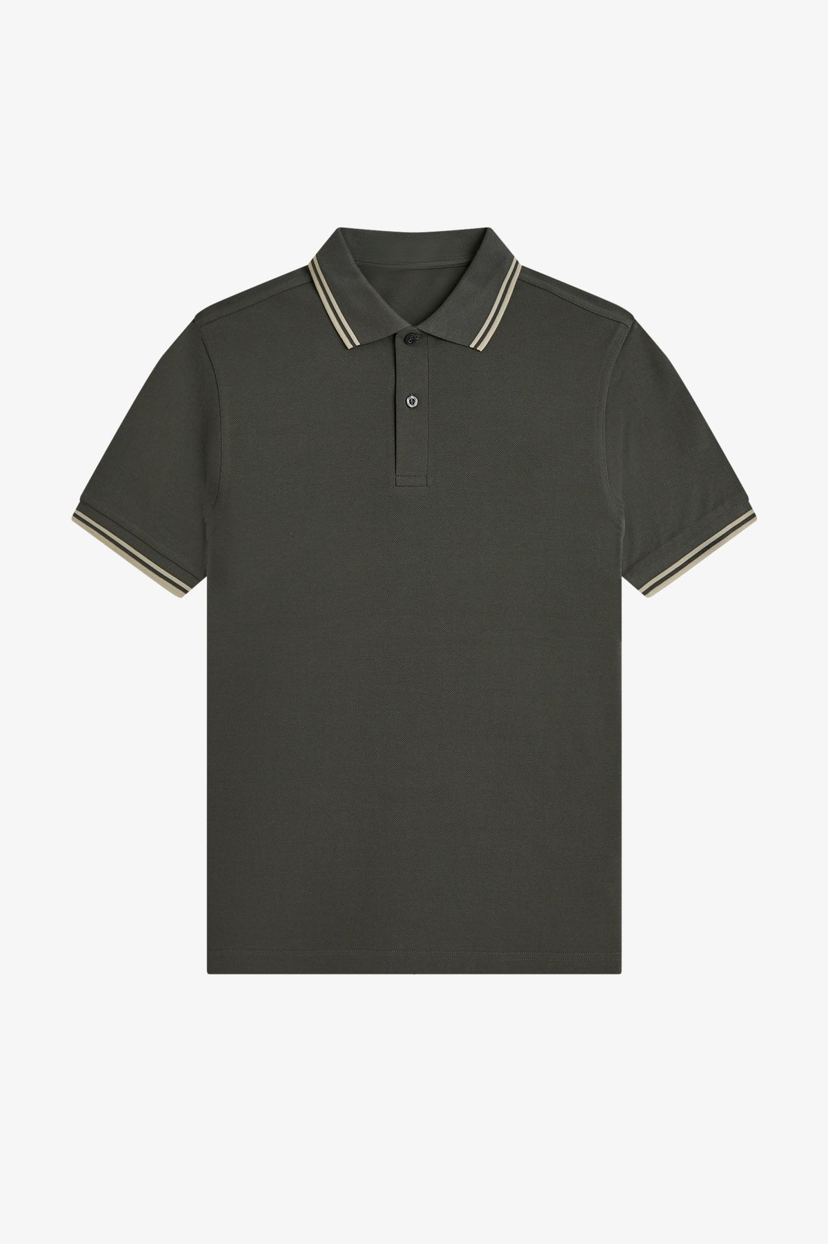 Contrast Collar Polo Shirt A100 - Field Green / Oatmeal / Oatmeal