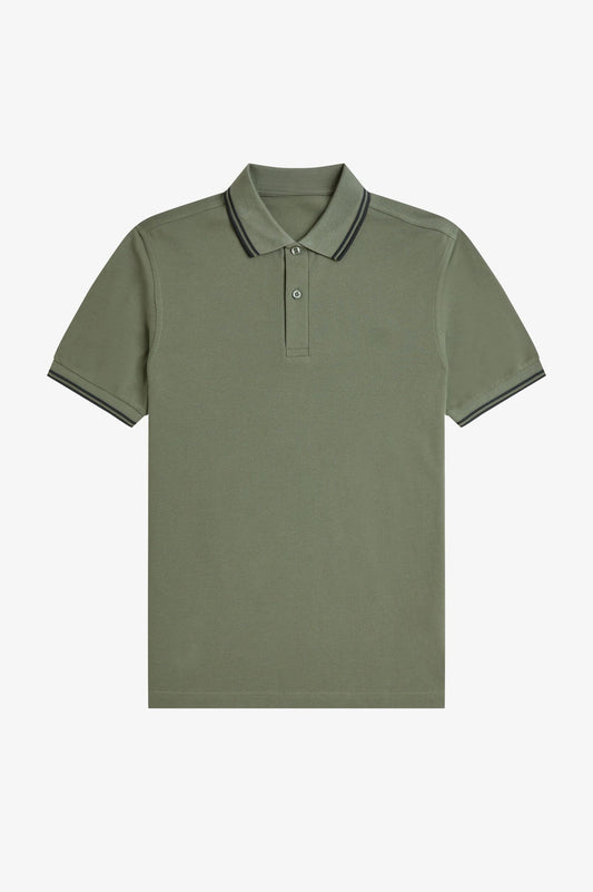 Contrast Collar Polo Shirt A100 - Forest Green / Black / Black