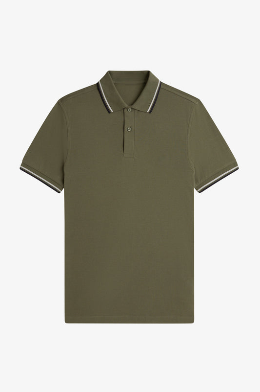 Contrast Collar Polo Shirt A100 - Forest Green / Slate / Navy