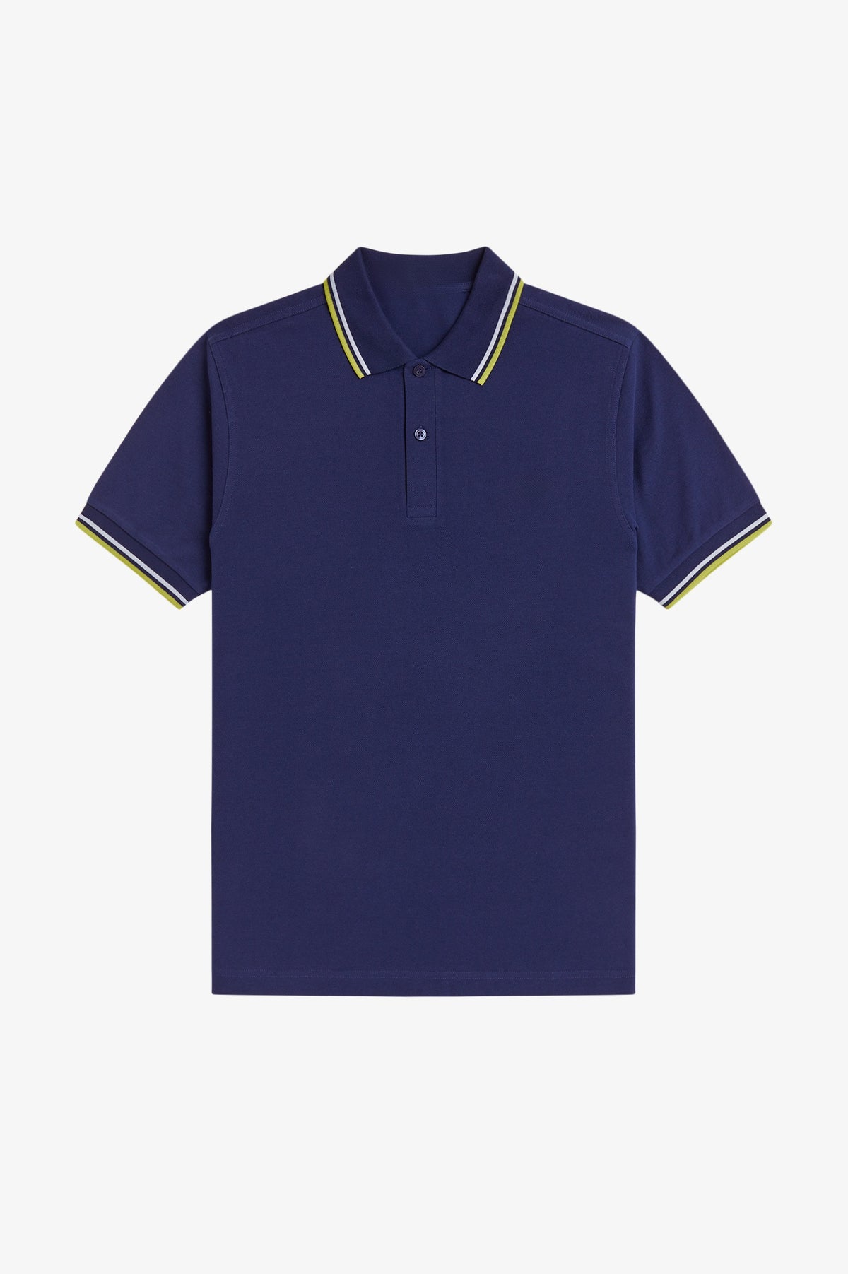 Contrast Collar Polo Shirt A100 - French Navy / Dusky Blue / Citron