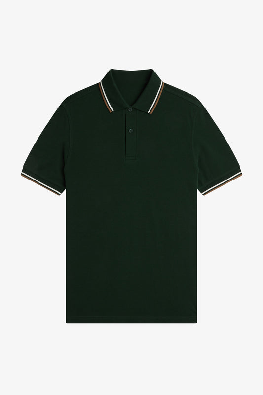 Contrast Collar Polo Shirt A100 - Grassroots / Ecru / Bronze