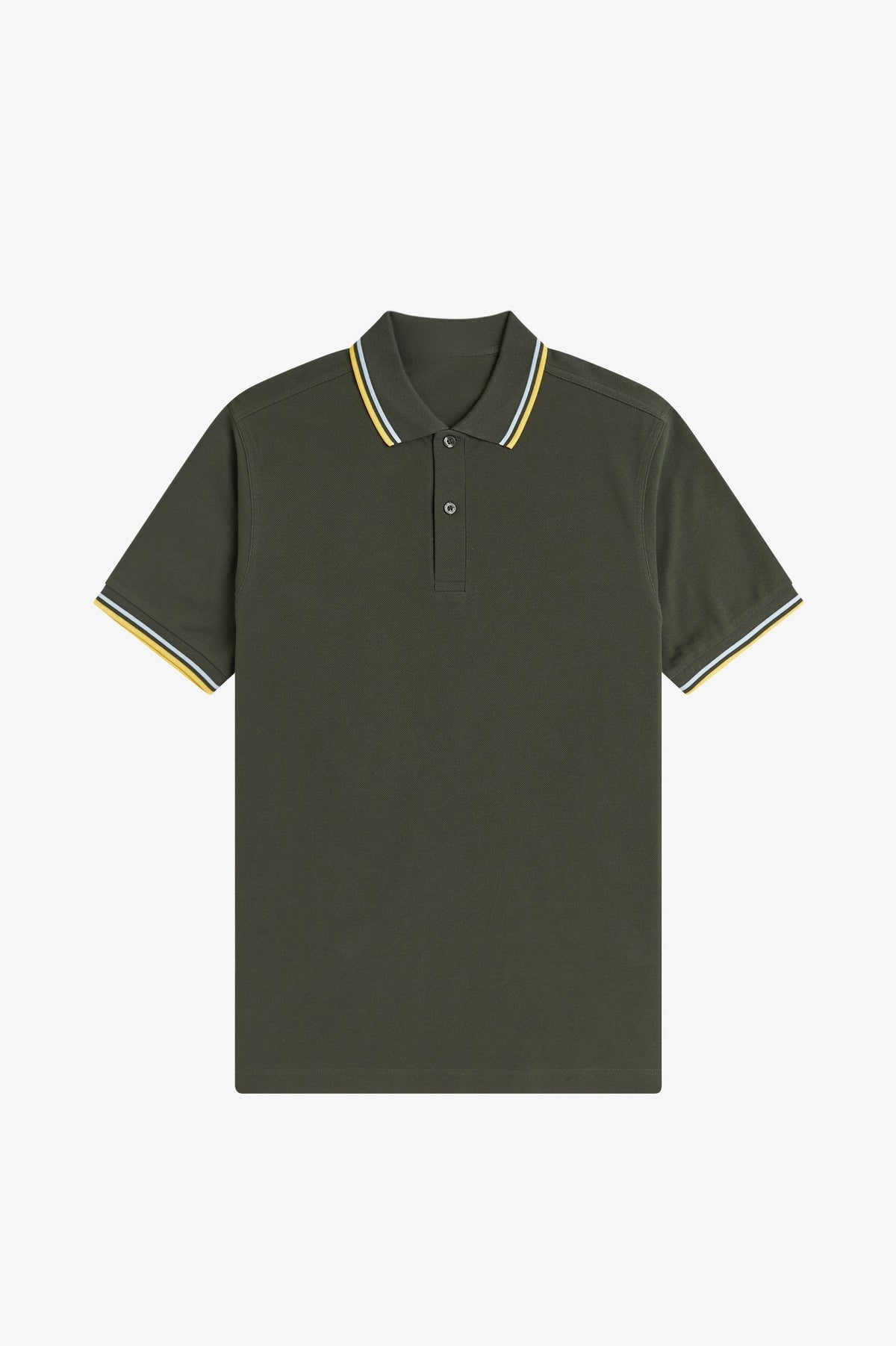 Contrast Collar Polo Shirt A100 - Hunting Green / Light Ice / Lemon Barley