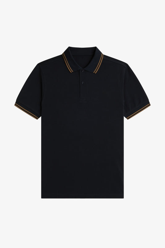 Contrast Collar Polo Shirt A100 - Navy / Bronze / Bronze