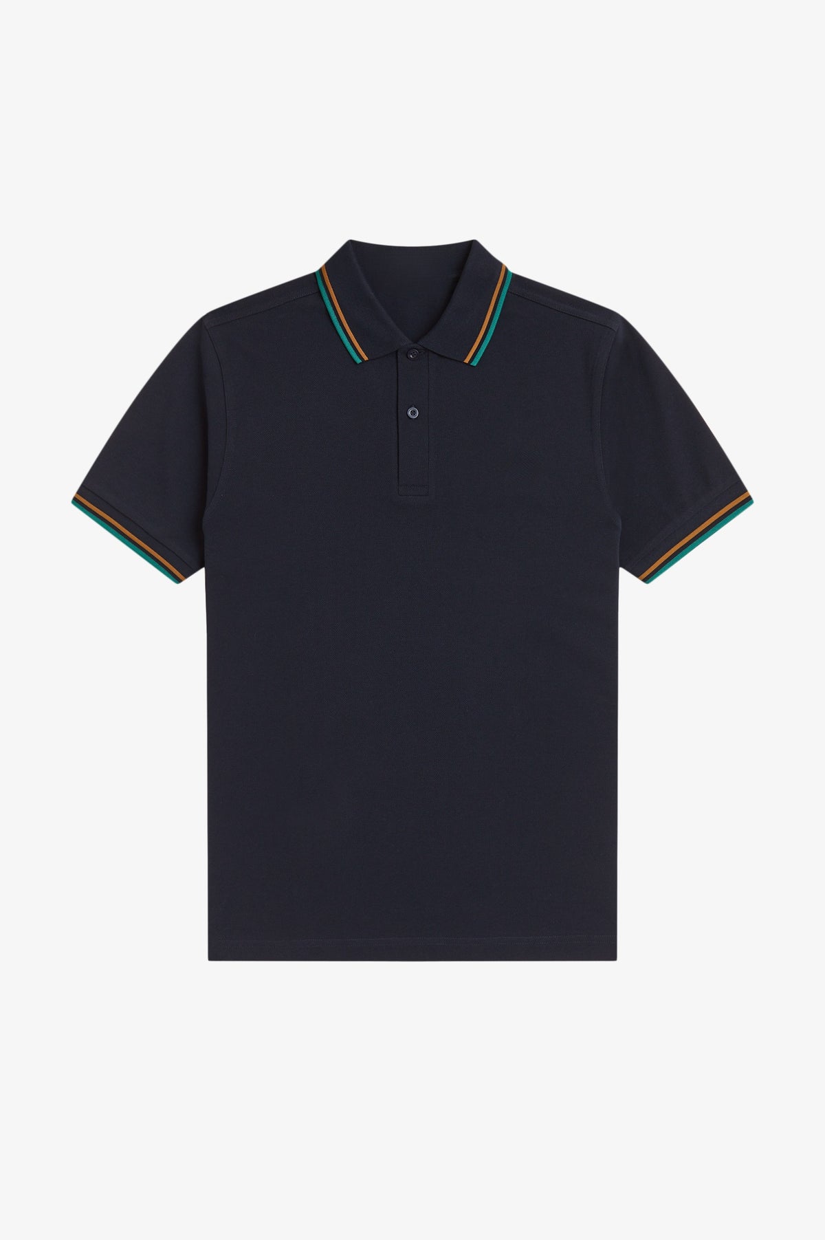 Contrast Collar Polo Shirt A100 - Navy / Dark Caramel / Sport Green