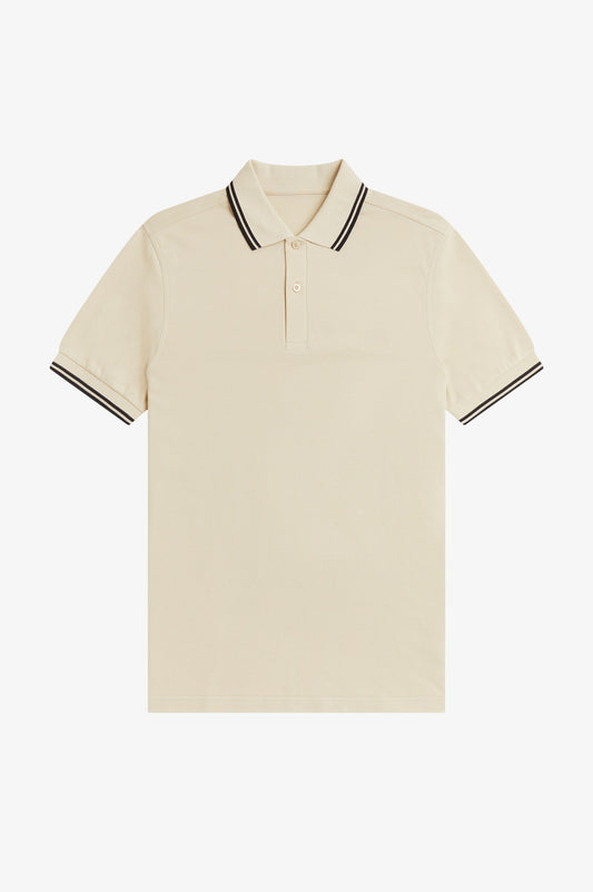 Contrast Collar Polo Shirt A100 - Oatmeal / Black / Black