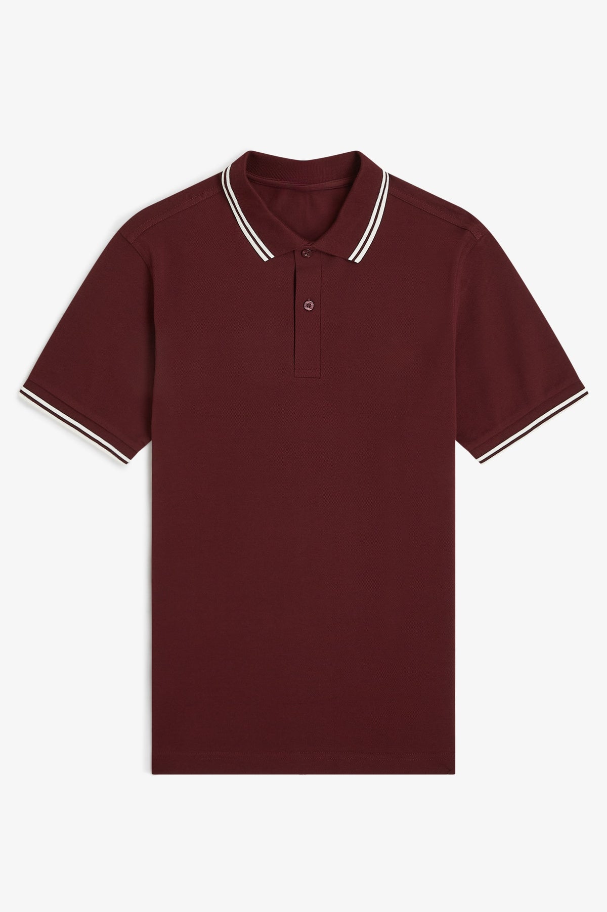 Contrast Collar Polo Shirt A100 - Oxblood / Ecru / Ecru