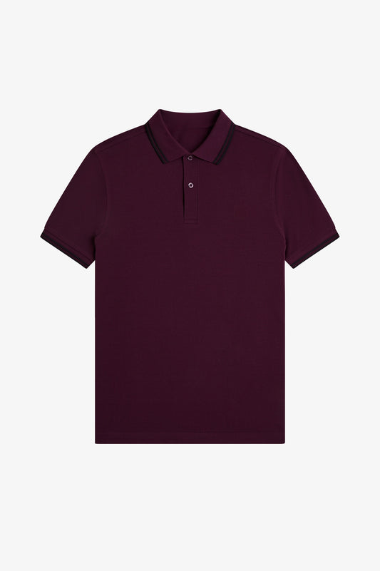 Contrast Collar Polo Shirt A100 - Plum / Black / Black
